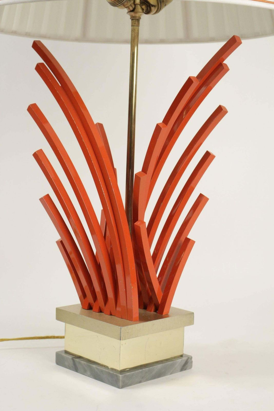 Very Pretty Lamp In Painted Metal And Gold Leaf Base Of Marble From The 1970s photo Lighting