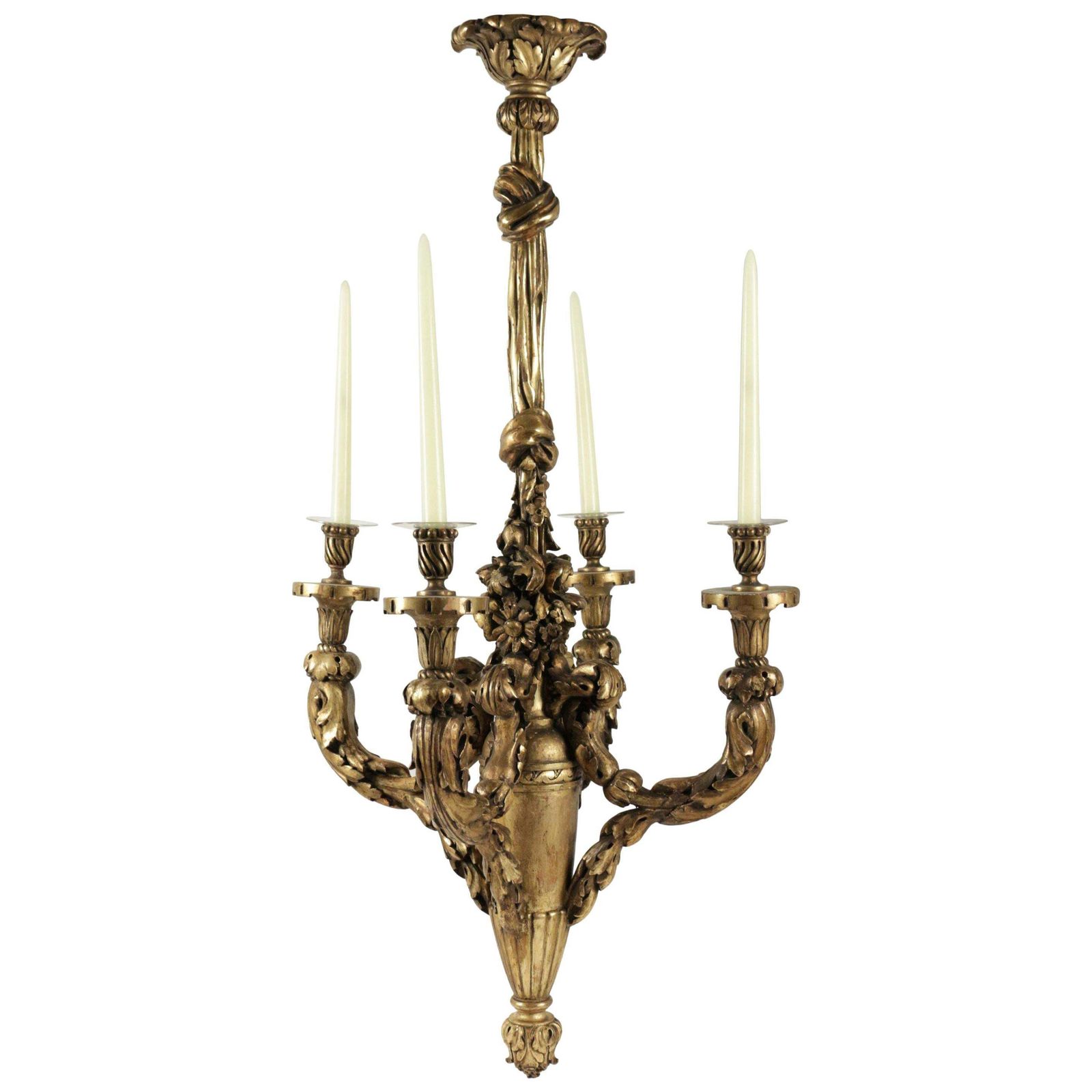 Chandelier In Hand Carved Gold Giltwood From The 19th Century
