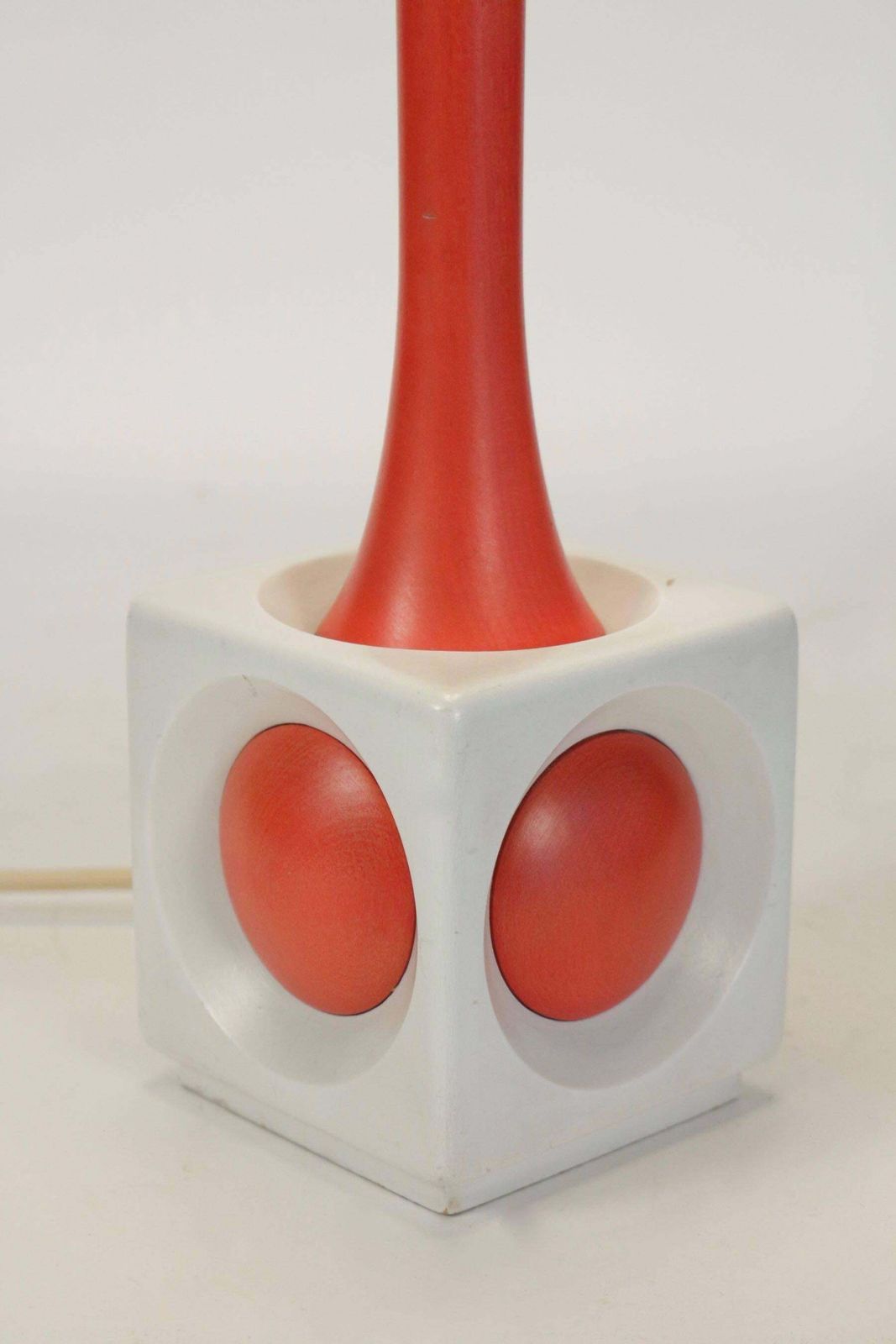 Lamp Of Wood Painted Orange And White, Circa 1960, Midcentury Design photo furniture