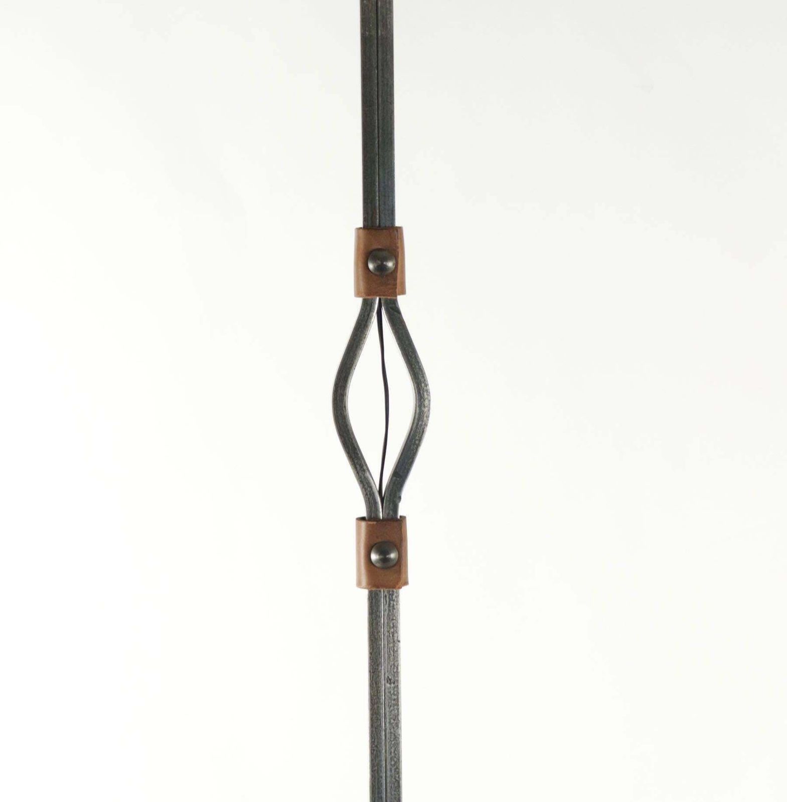 Floor Lamp From The 1960s In Wrought Iron And Leather photo for sale