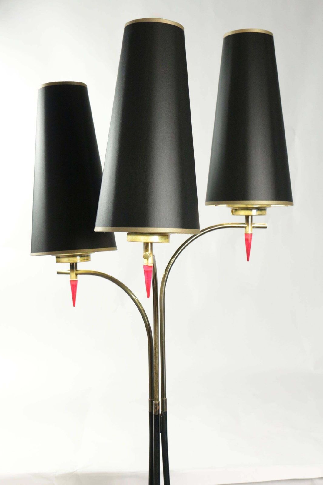 Standing Floor Lamp From The 1960s In Metal Paint And Brass, Three Lights photo vinterior