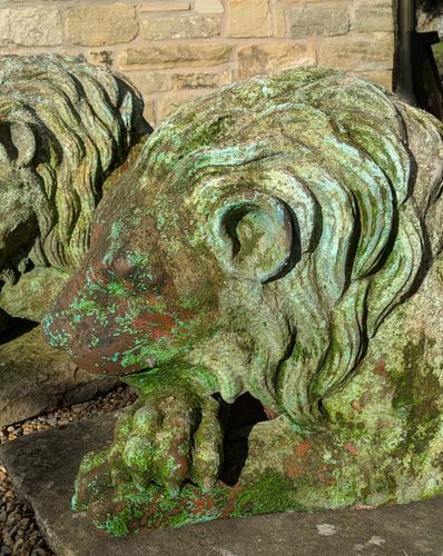 Fabulous Pair Of Italian Terracotta Garden Lions photo Garden Decor