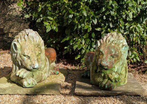 Garden Decor Fabulous Pair Of Italian Terracotta Garden Lions photo