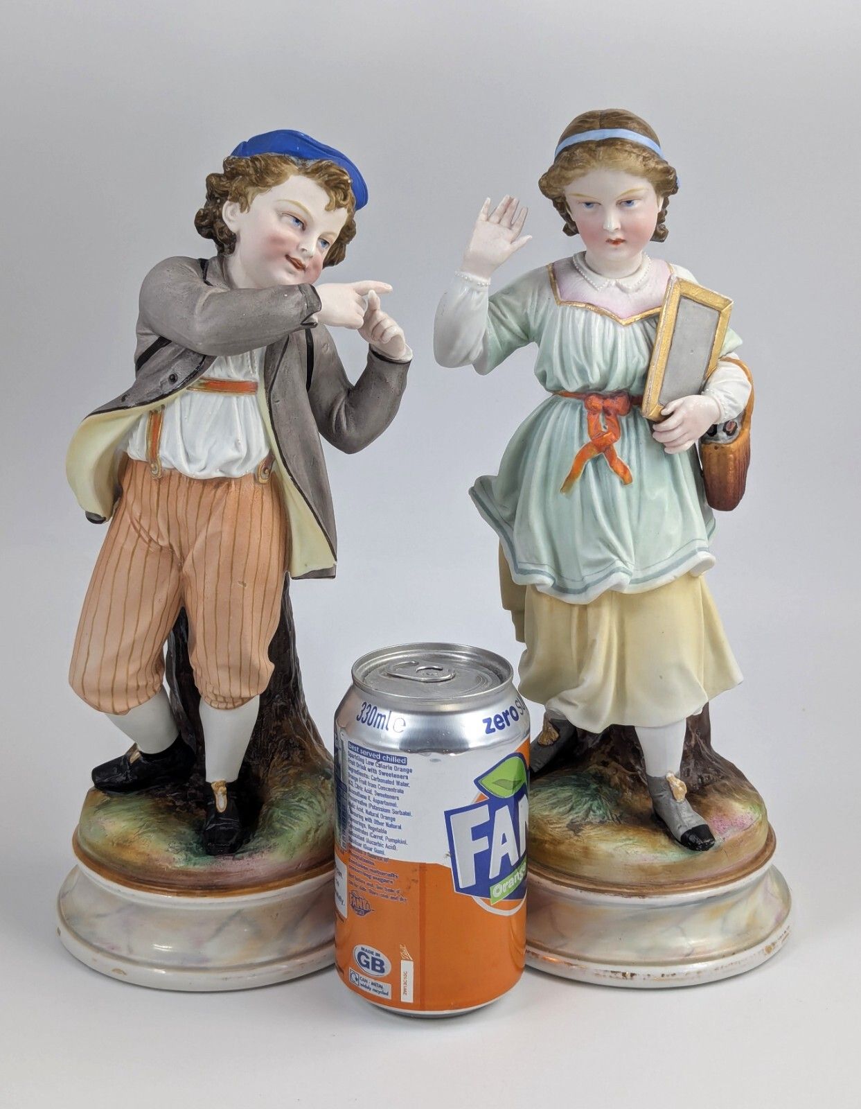 A Pair Of Bisque Porcelain Figurines, France, 19th Century. photo vintage