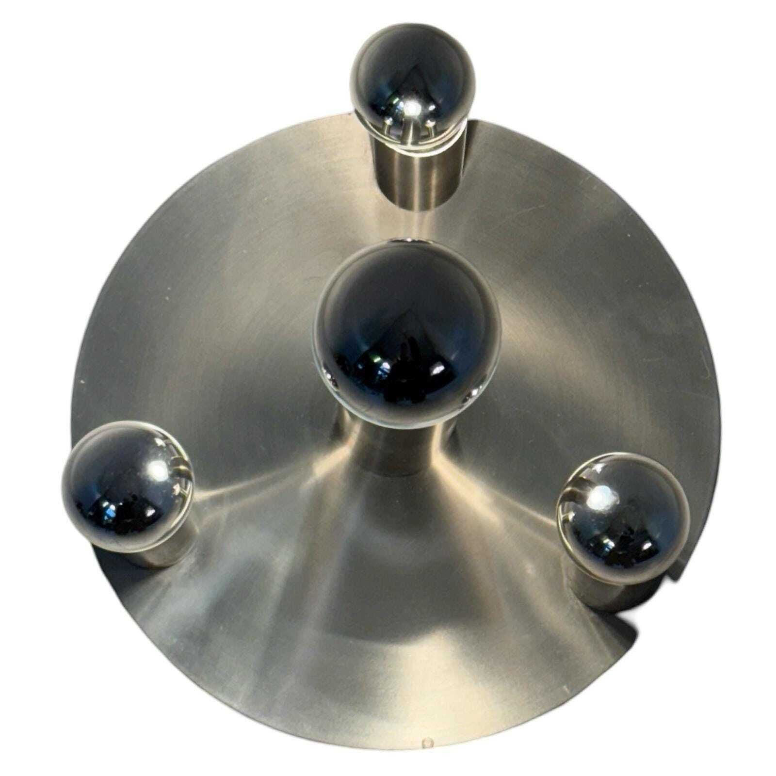 Hala   Ceiling Or Wall Mounted Lamp   Stainless Steel   Including The Reflective Bulbs   Ca. 1980's   Made In The Netherlands photo for sale