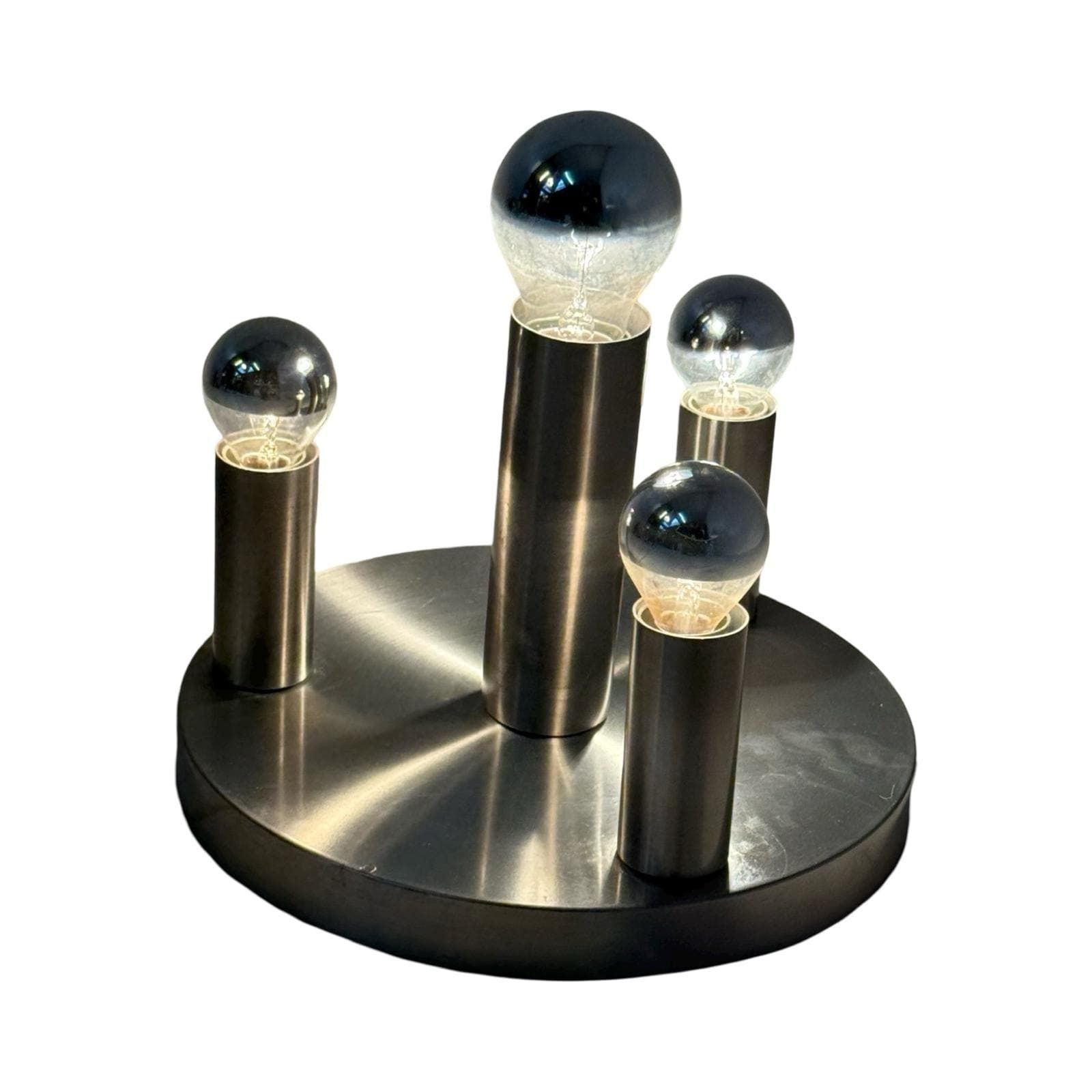 Hala   Ceiling Or Wall Mounted Lamp   Stainless Steel   Including The Reflective Bulbs   Ca. 1980's   Made In The Netherlands photo vinterior