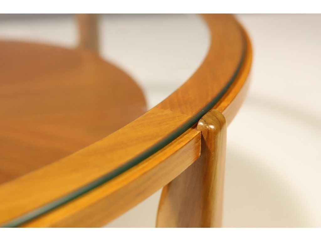 Coffee Table With Beech Wood Veneer And Glass Top, Wilhelm Renz, 1960's, Germany photo vintage