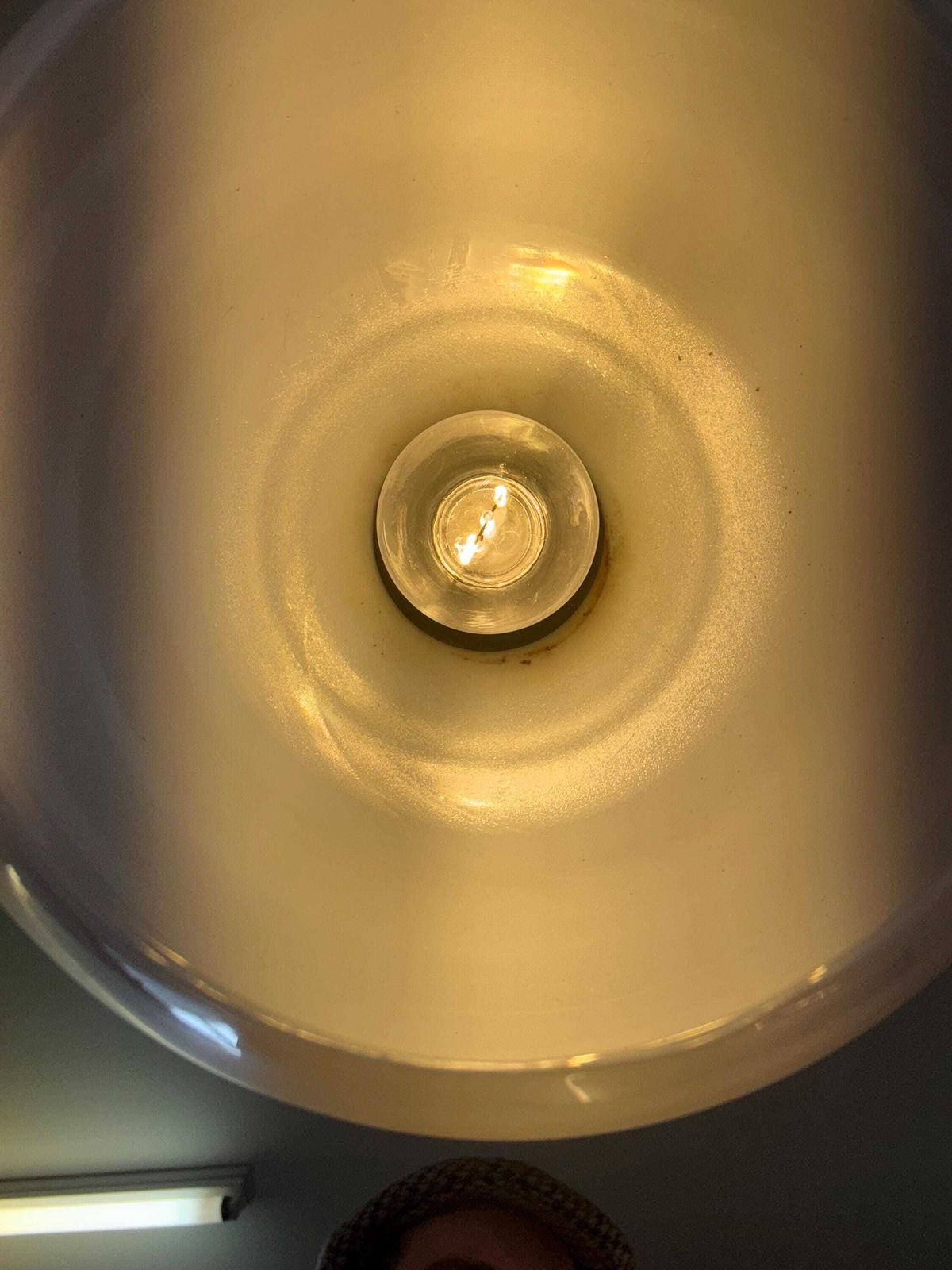 Vintage 50's Mcm Hanging Pendant   Frosted / Semi Translucent White Glass And Black Top   Attr. Louis Kalff / Phillips photo buy