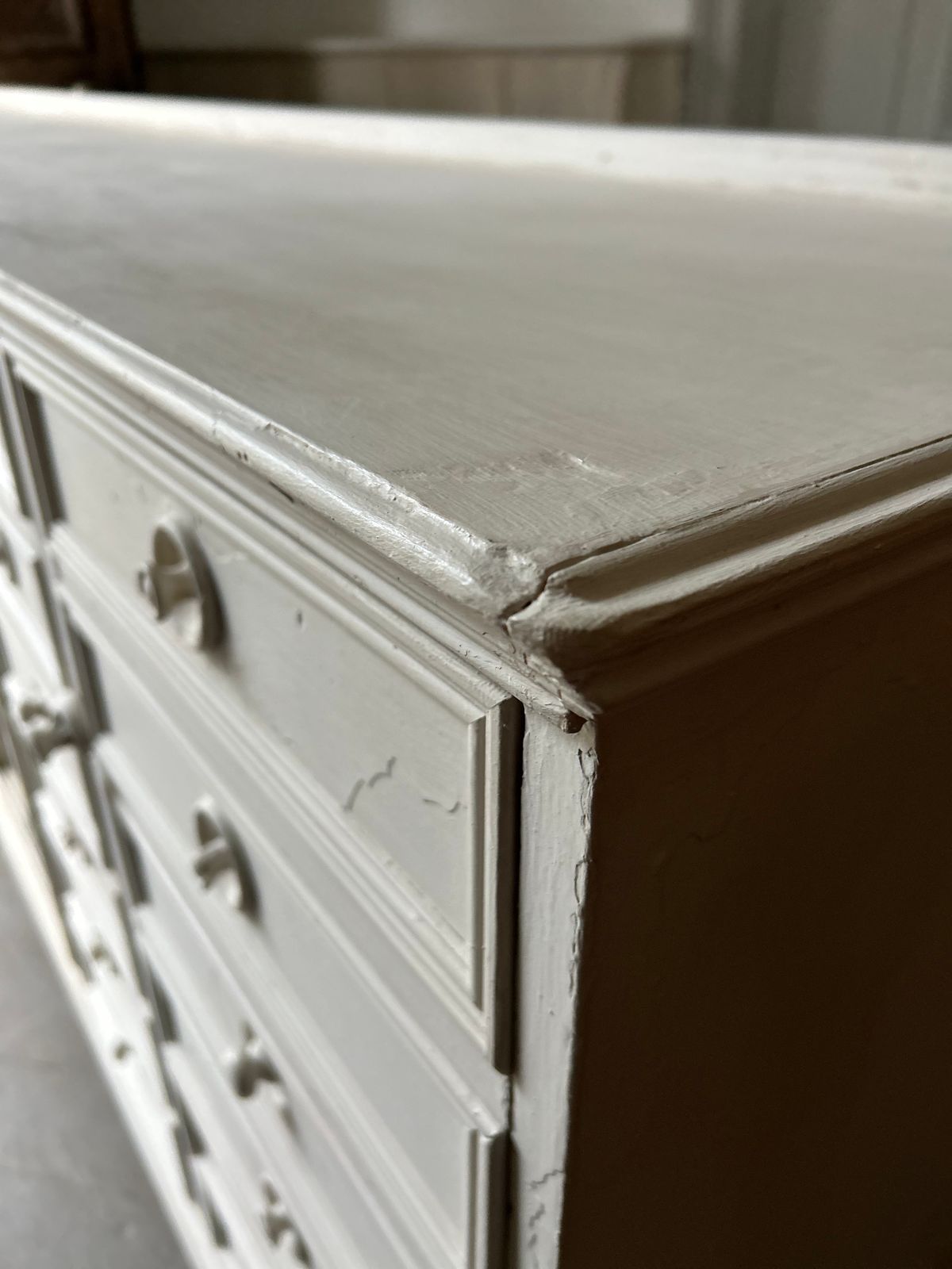 photo for sale The Loveliest Of 19thc Painted Dresser Bases   8 Ft 4 Long