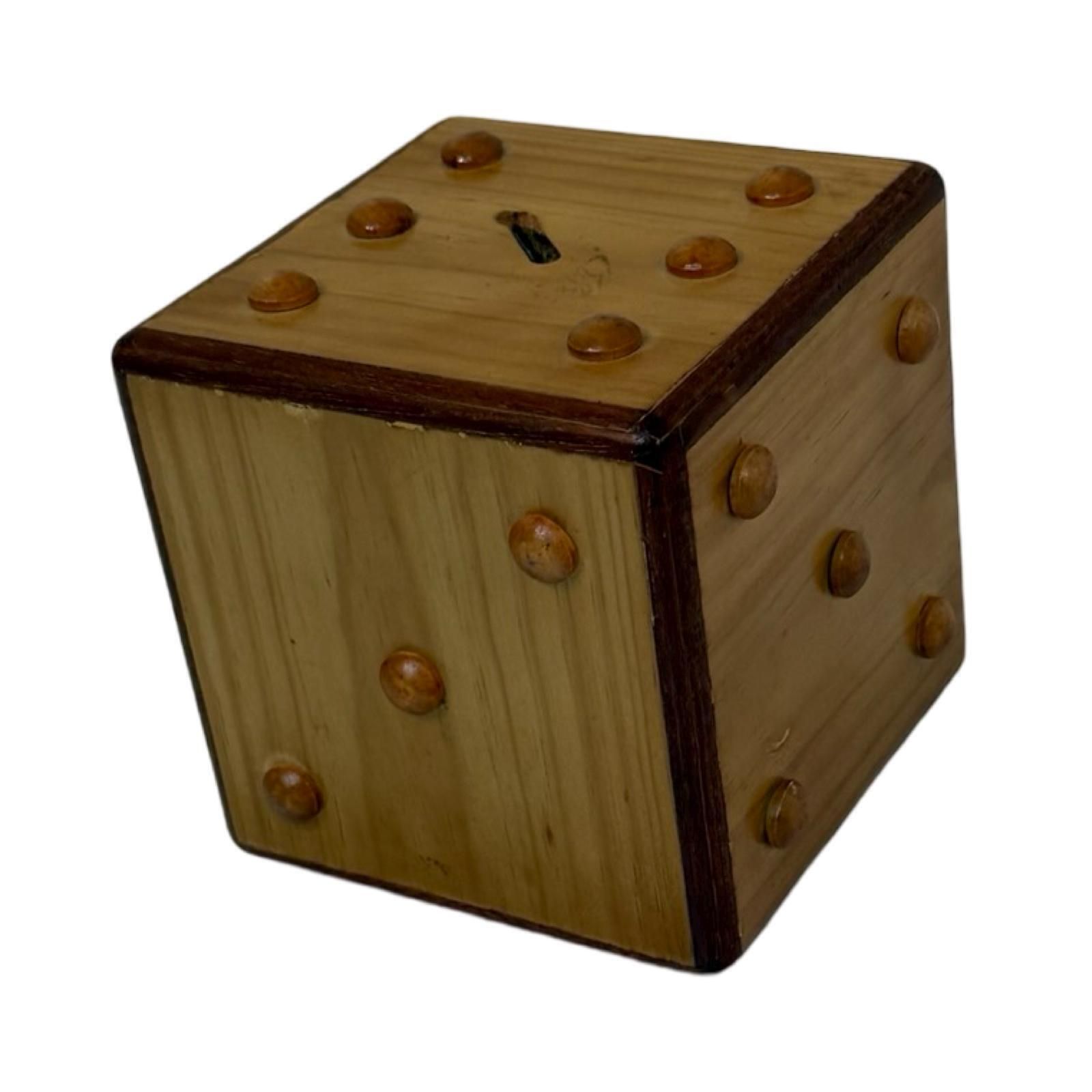 Piggy / Savings Bank   Handmade, Ca. 1990's   In The Shape Of A Die (Dice)   First Deposit Is On Us! photo furniture
