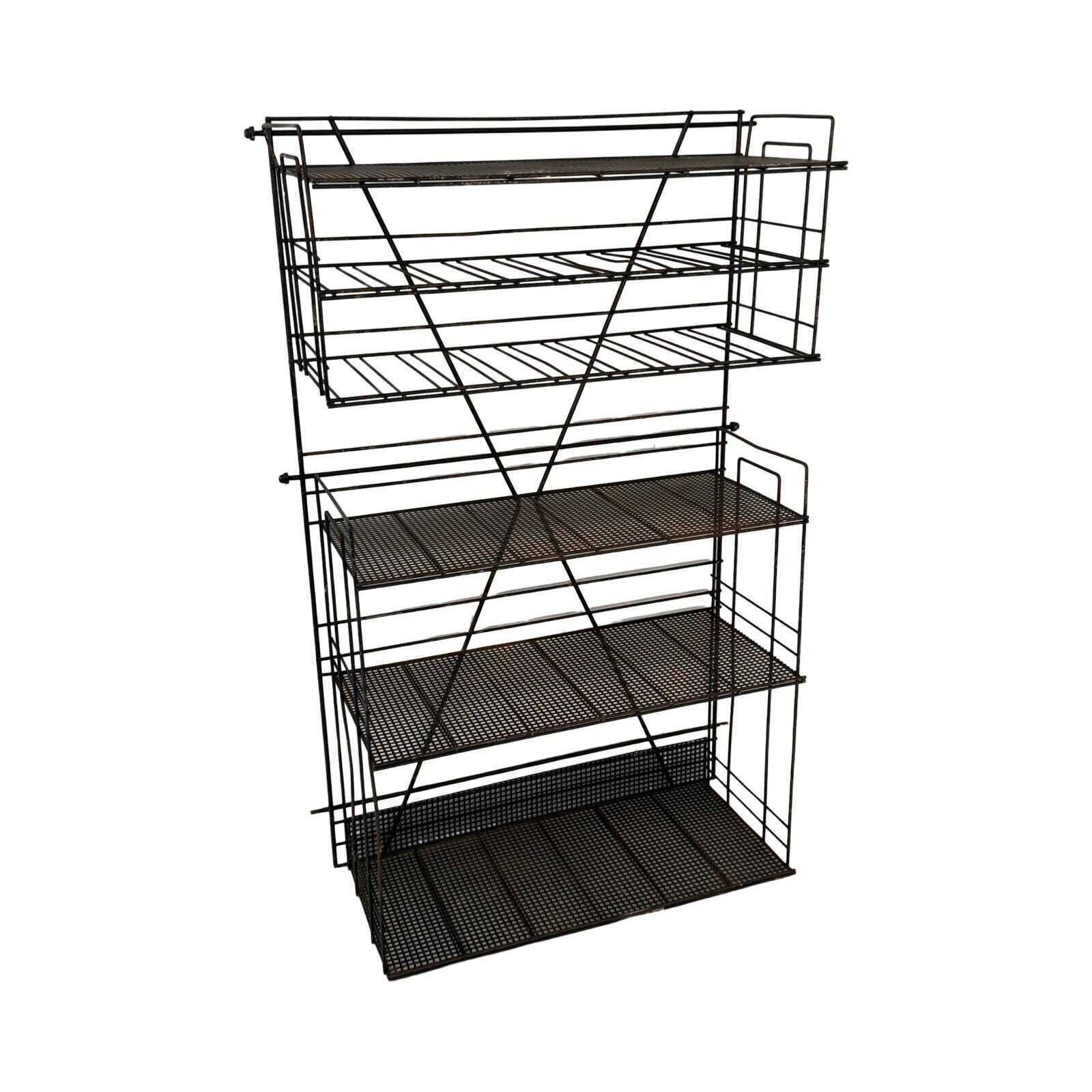 Vintage, Ca. 1960   Metal, Black   Hanging Shelving Unit   Can Be Used As Bookcase / Spice Rack / Display Cabinet   French, Industria photo buy