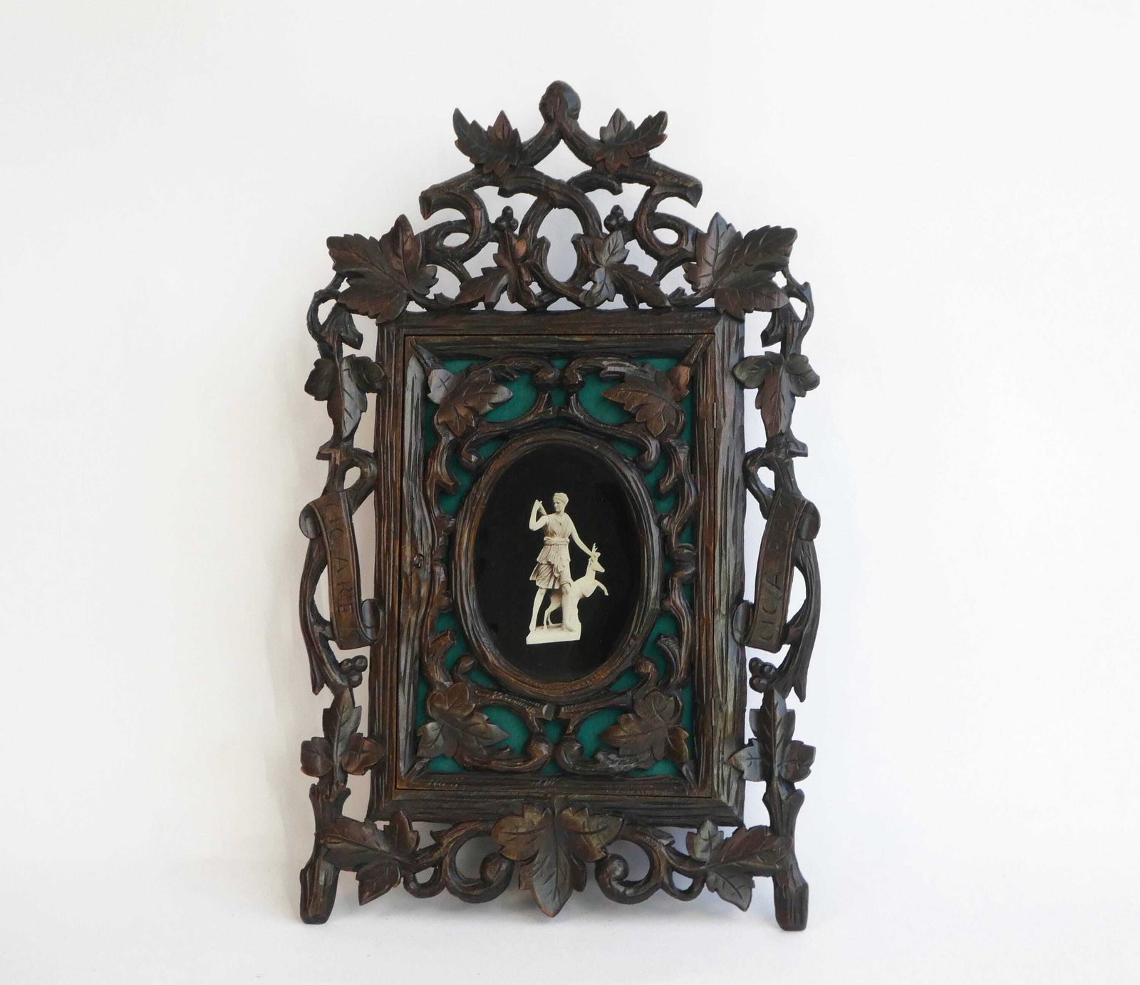 Antique Neo Renaissance Style Ornate Wooden Wall Cabinet, French Carved Apothecary With Greek Goddess, Medicine Cabinet photo for sale