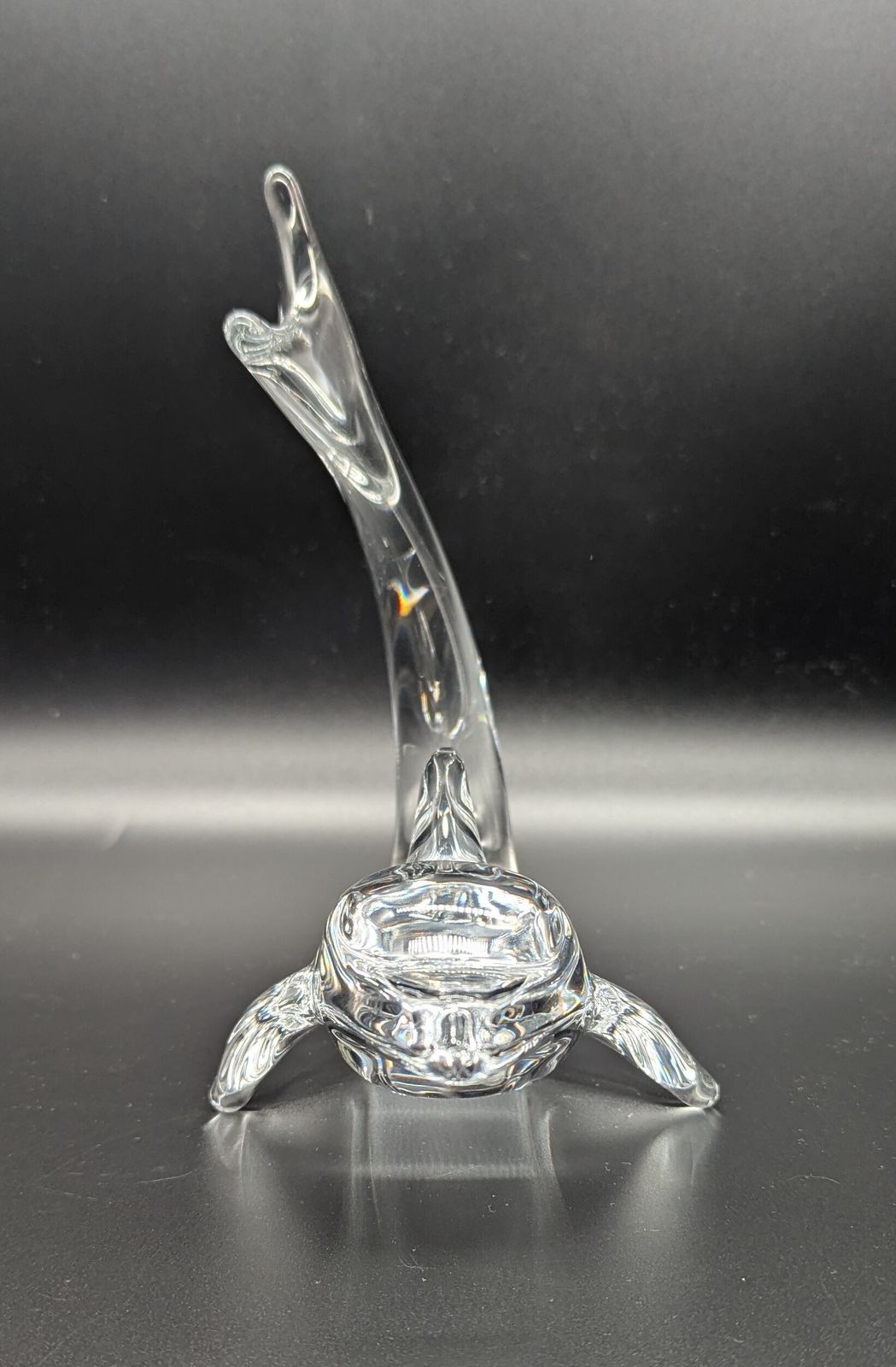 Crystal Glass Dolphin Sculpture Centrepiece By Daum, France. Signed photo vinterior