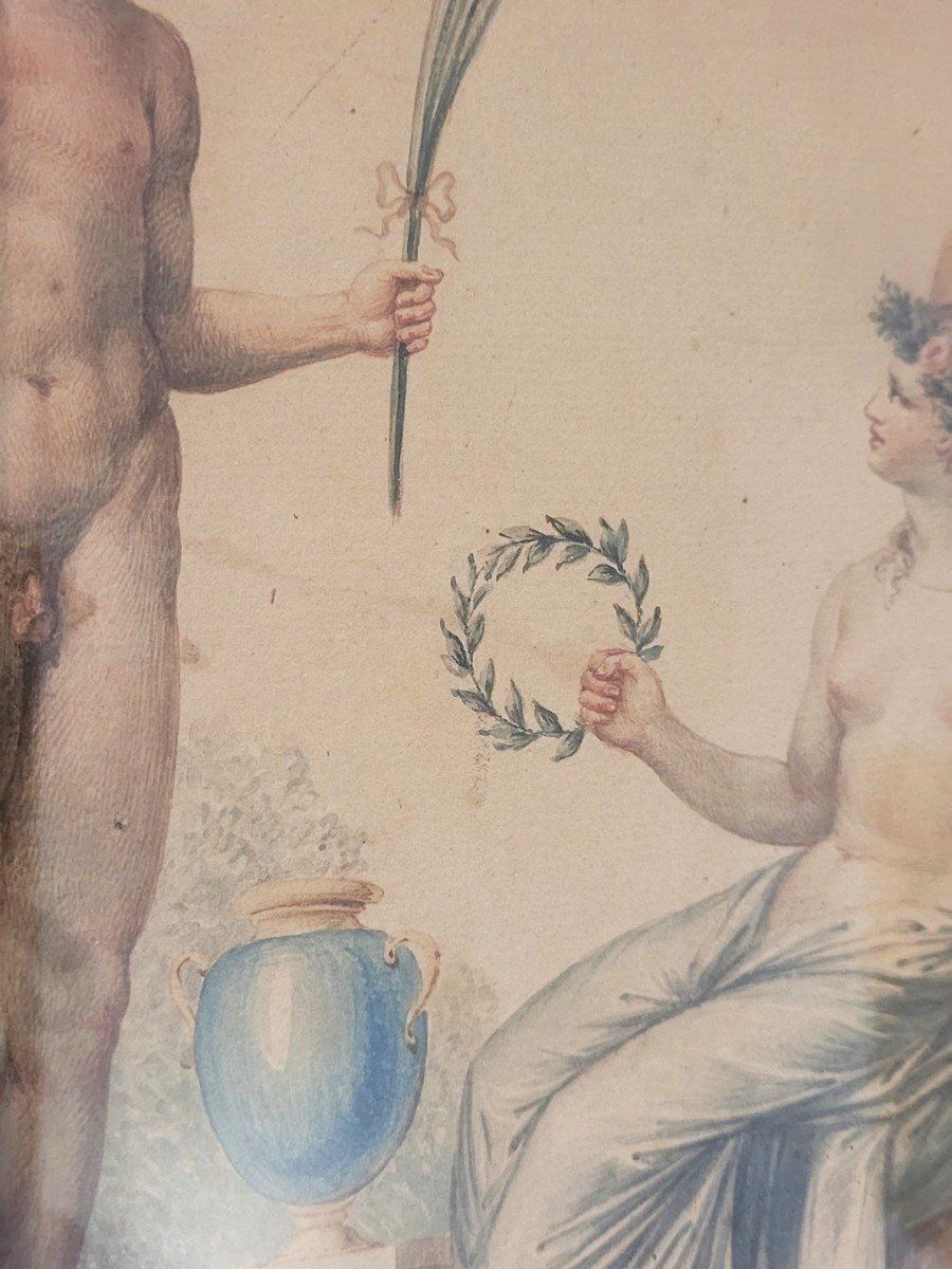 After A Appiani, Watercolor Drawing, Mythological Scene, Late 18th/Early 19th Century photo vinterior