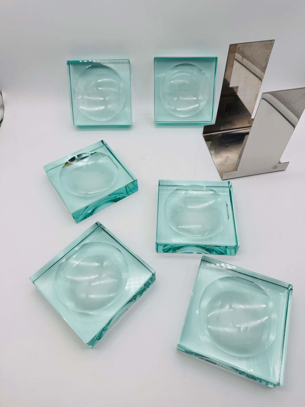 Gallotti & Radice 6x Bowl Ashtray Emerald Green Italy 1970 photo vinterior