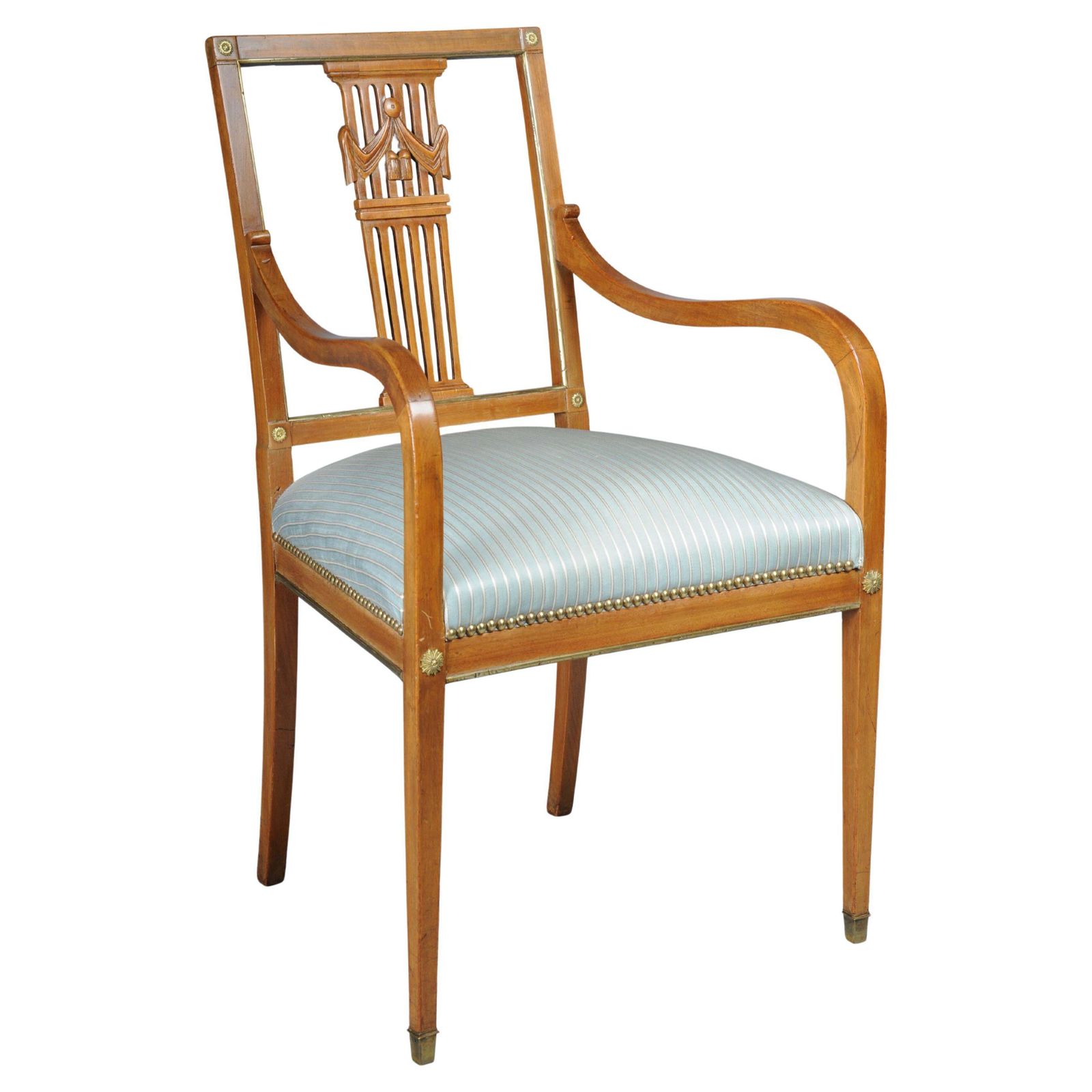 Antique Classic Empire Armchair Mahogany With Brass, Paris.
