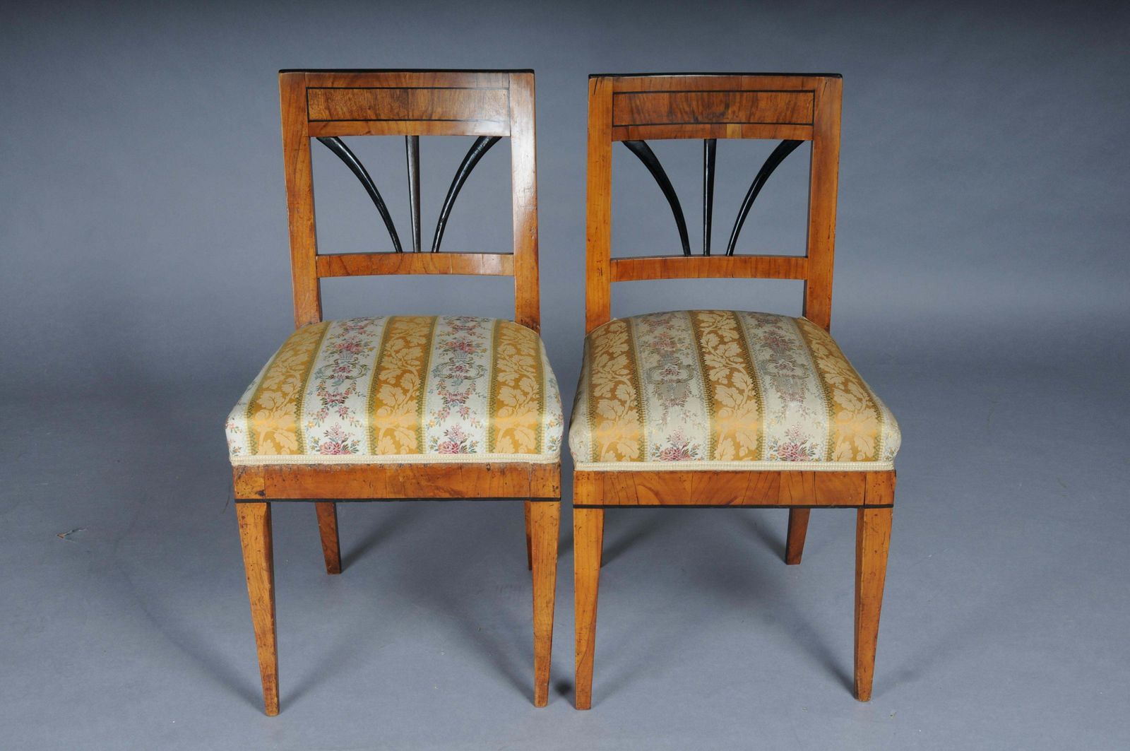 Set Of 4 Impressive Biedermeier Chairs Made Of Cherry Wood And Ebonized Around 1 photo Furniture
