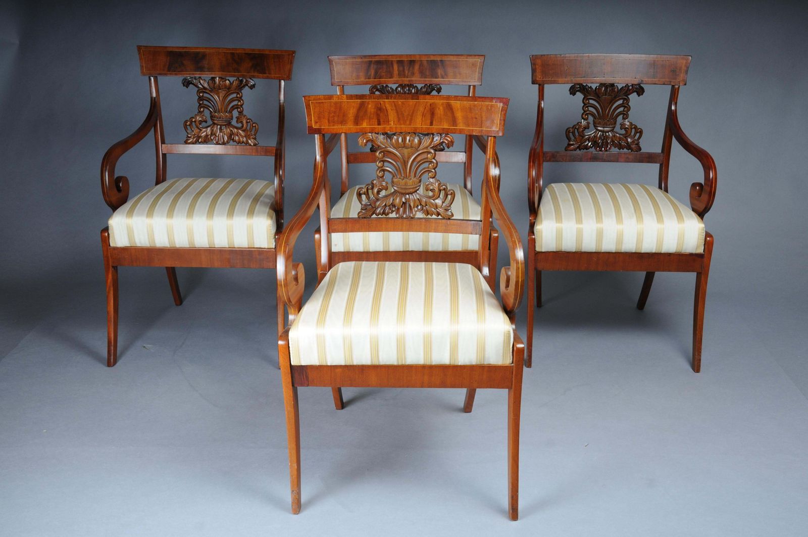 Set Of 4 Biedermeier Armchairs Around 1835, Mahogany photo furniture