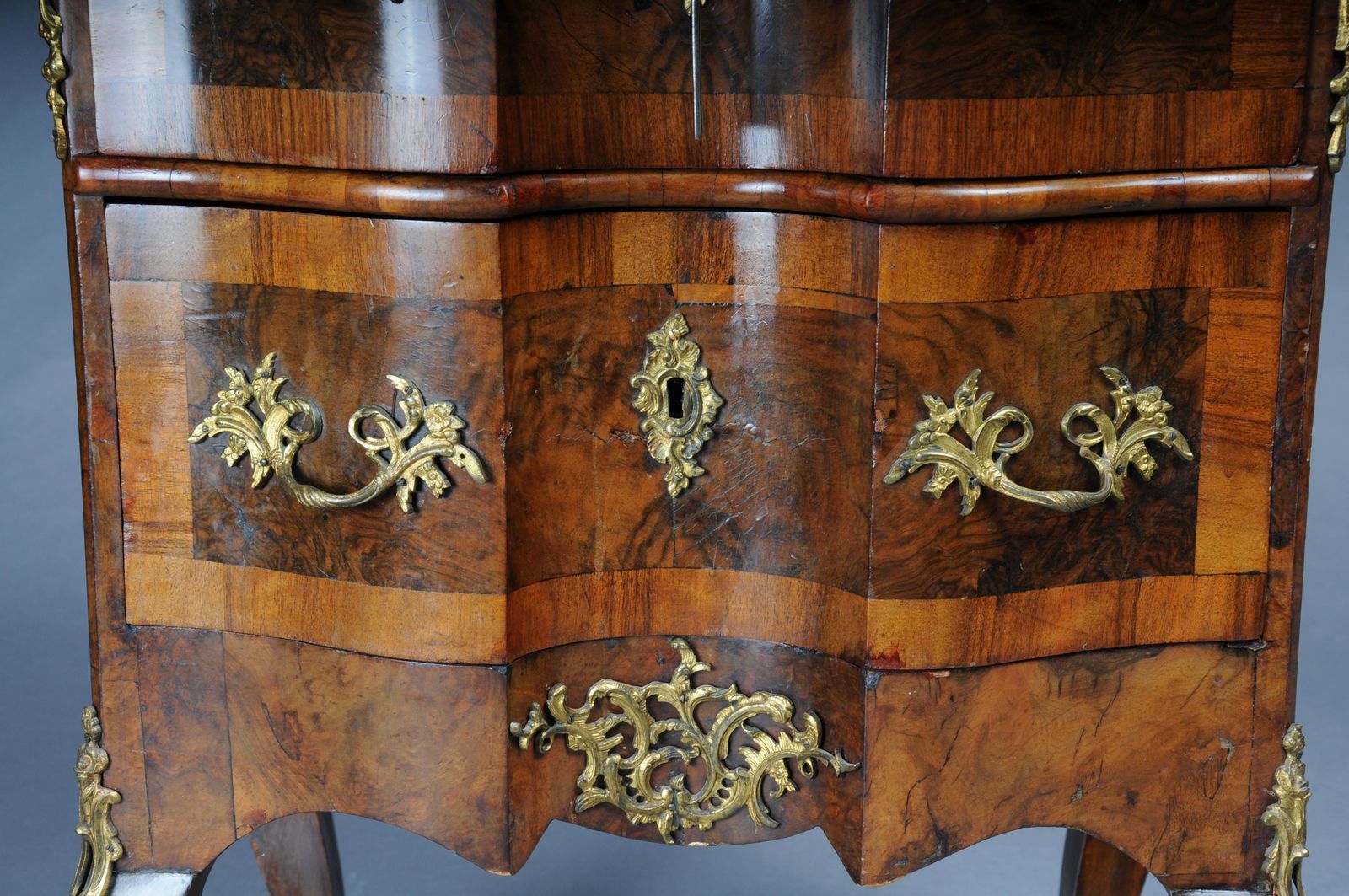 photo for sale Antique Dresden Chest Of Drawers, Oak With Walnut Veneer, Around 1870