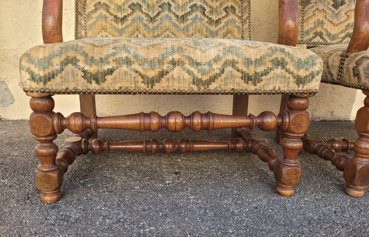 2 Louis XIII Period Armchairs With Tapestry photo vintage