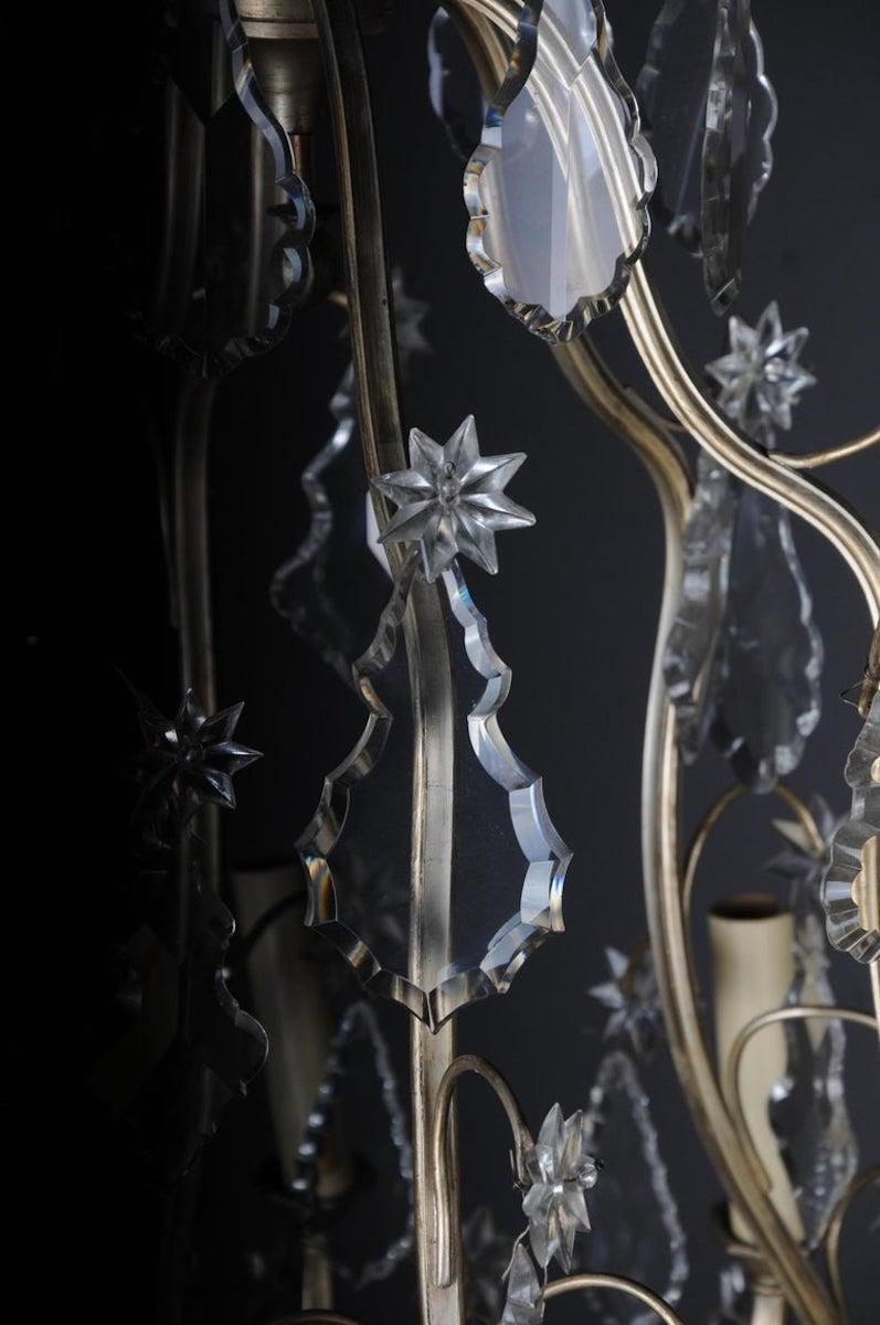 20th Century Baroque Crystal Chandelier, Silver, Circa 1920 photo vintage