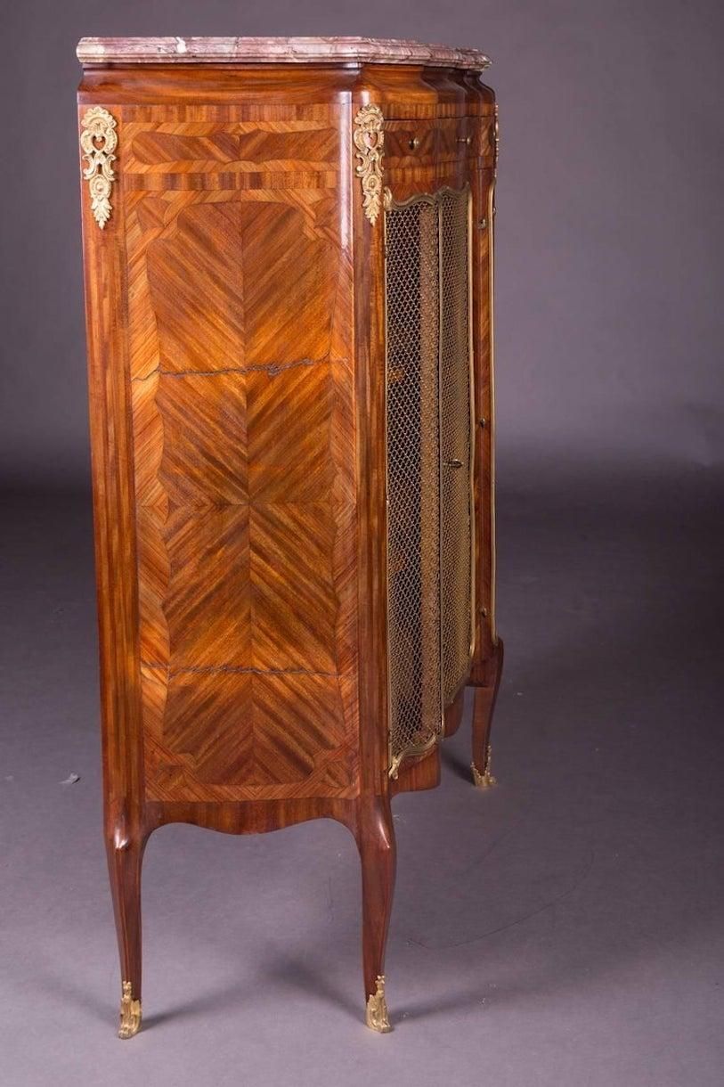 19th Century Napoleon III Rosewood Curved Legs Side Cabinet Commode photo for sale