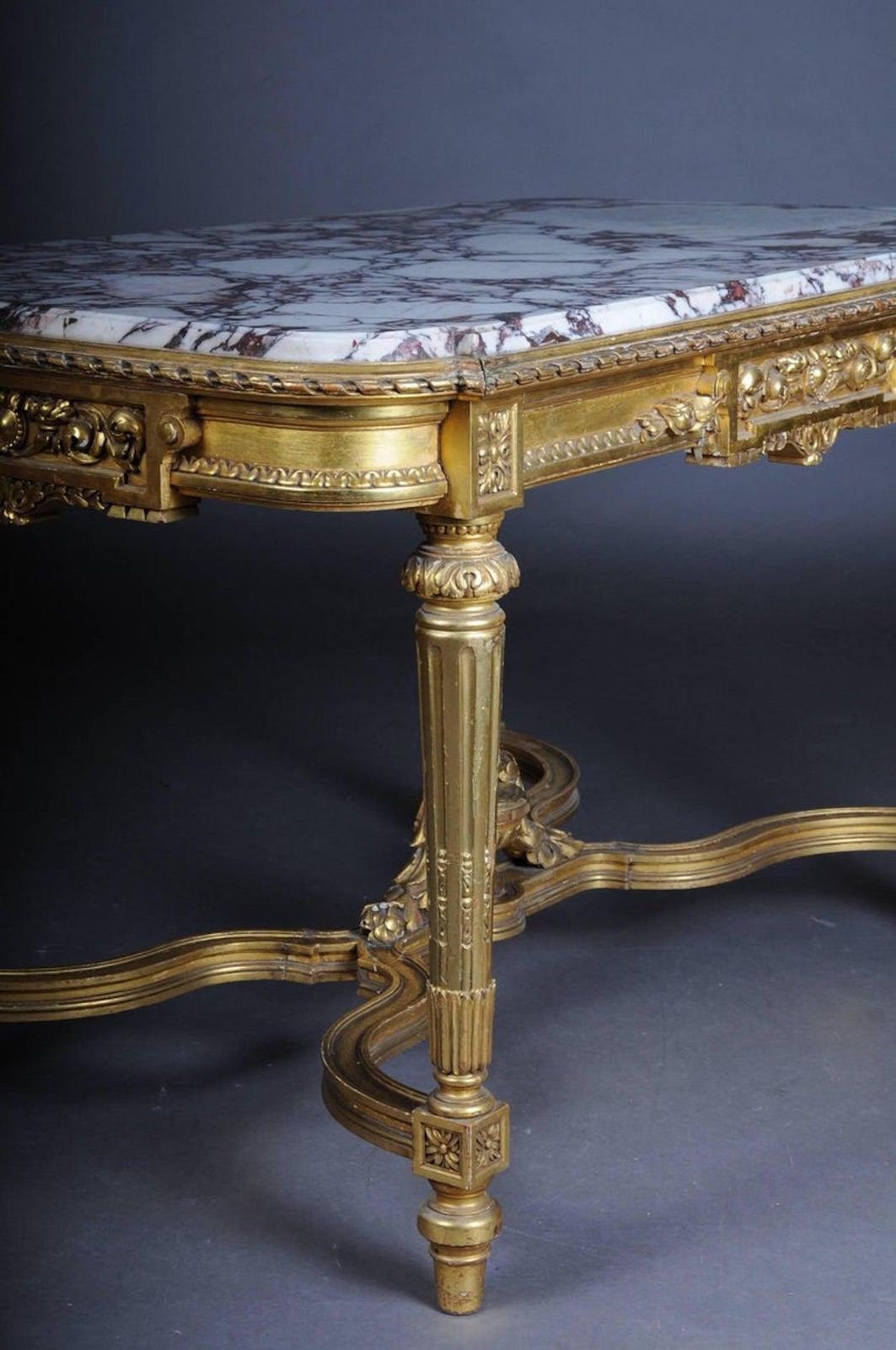 Amazing French Louis XVI Salon Table Gilded, Around 1910 photo vintage