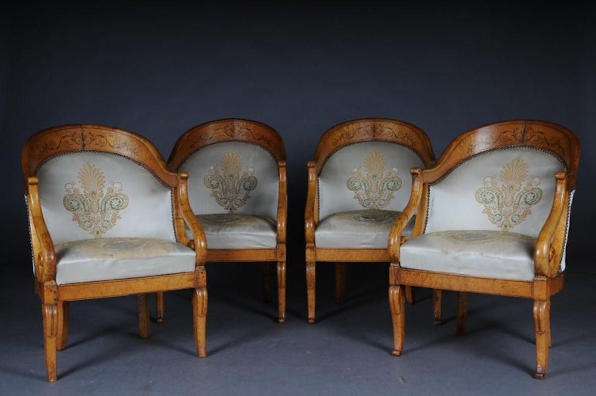 Set Of Empire Armchairs / Chairs, Maple Wood, Paris, 1825 photo furniture