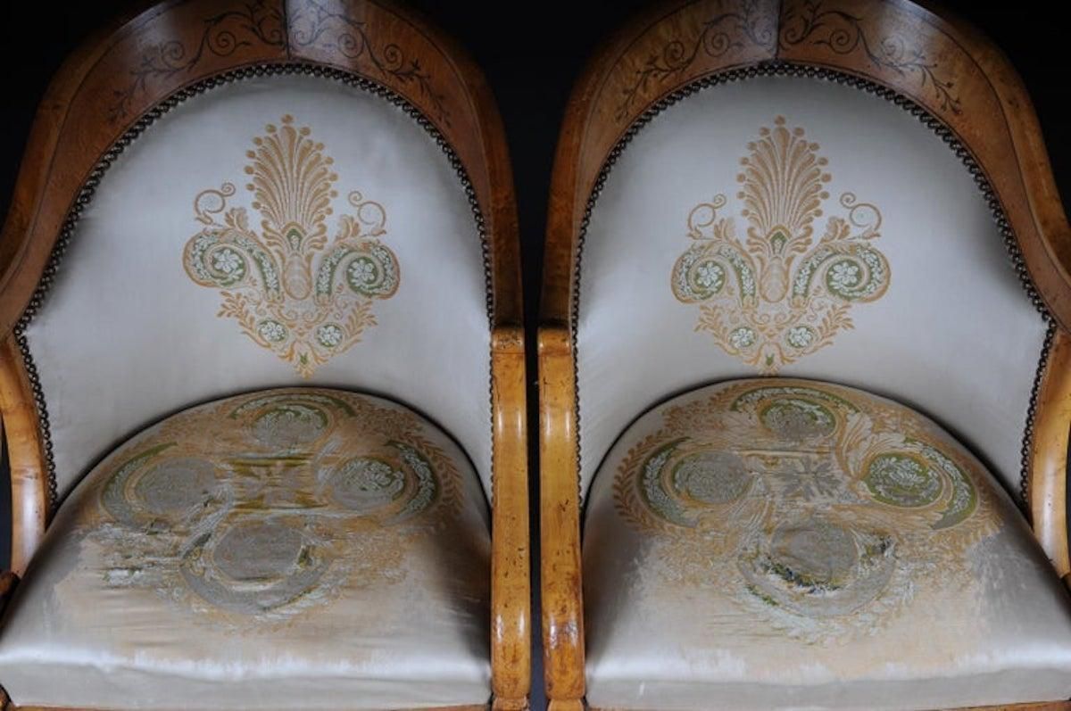 Set Of Empire Armchairs / Chairs, Maple Wood, Paris, 1825 photo vinterior