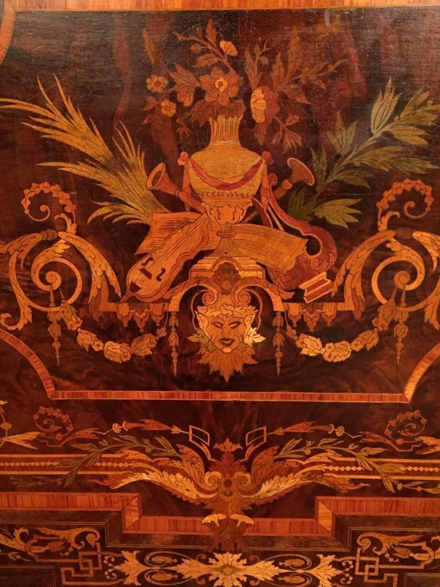 19th Century Marquetry Salon Table Louis XVI With Noble Veneer photo vintage