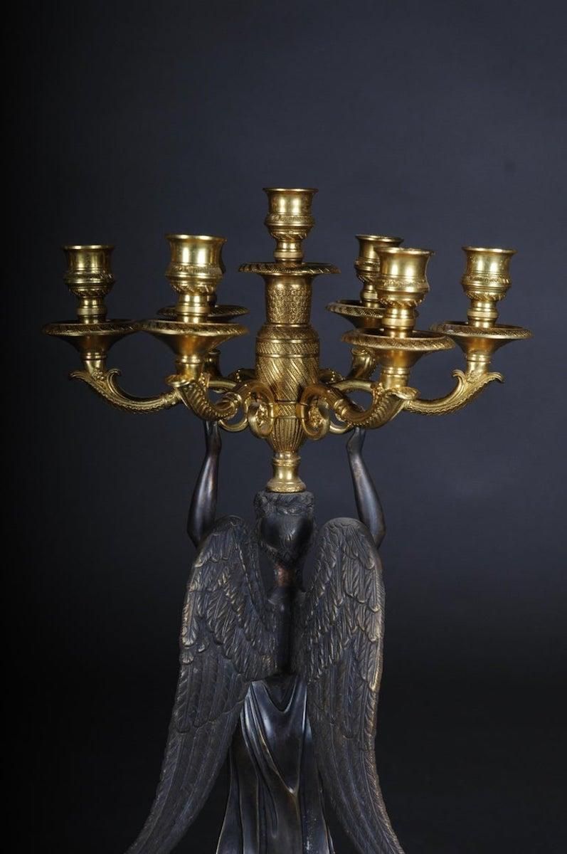 Pair Of Empire Ceremonial Bronze Candelabras/Candlesticks After P. P. Thomire photo vinterior