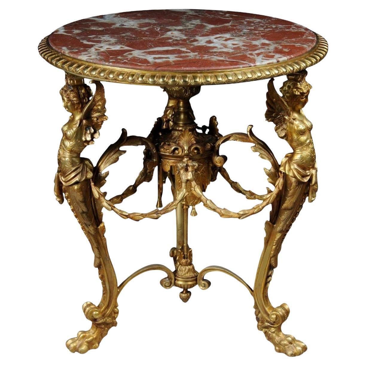 Empire Splendid French Saloon Table, Bronze Gilt