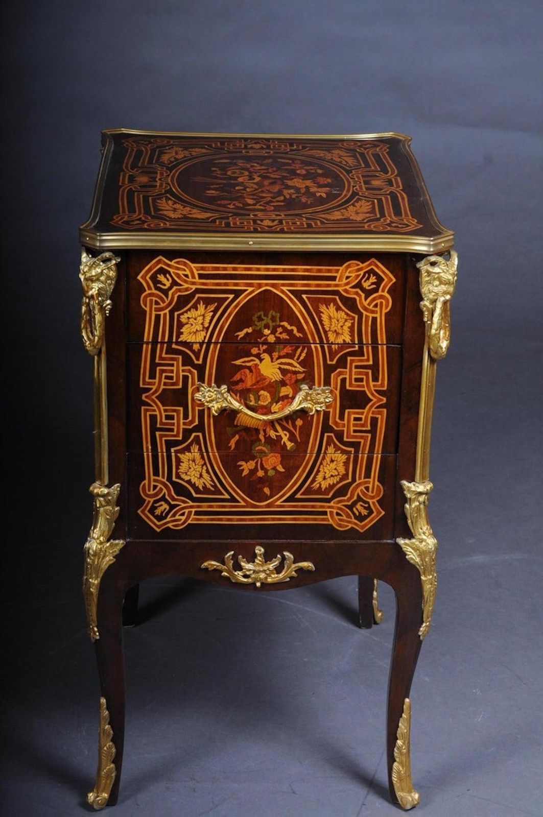 Transition Side Table Chest Of Drawers Napoleon III Marquetry photo vintage