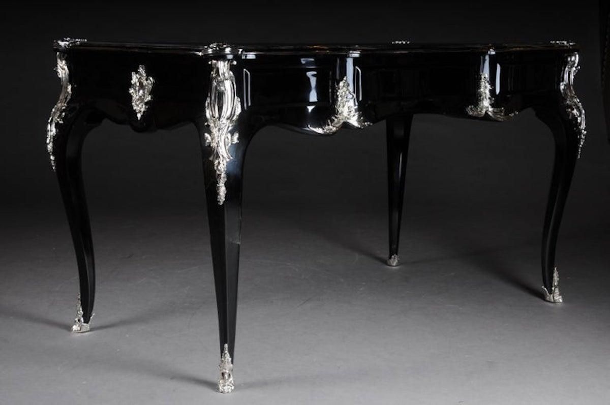 photo for sale Designer Writing Desk / Bureau Plat In Louis XV Style, Piano Black