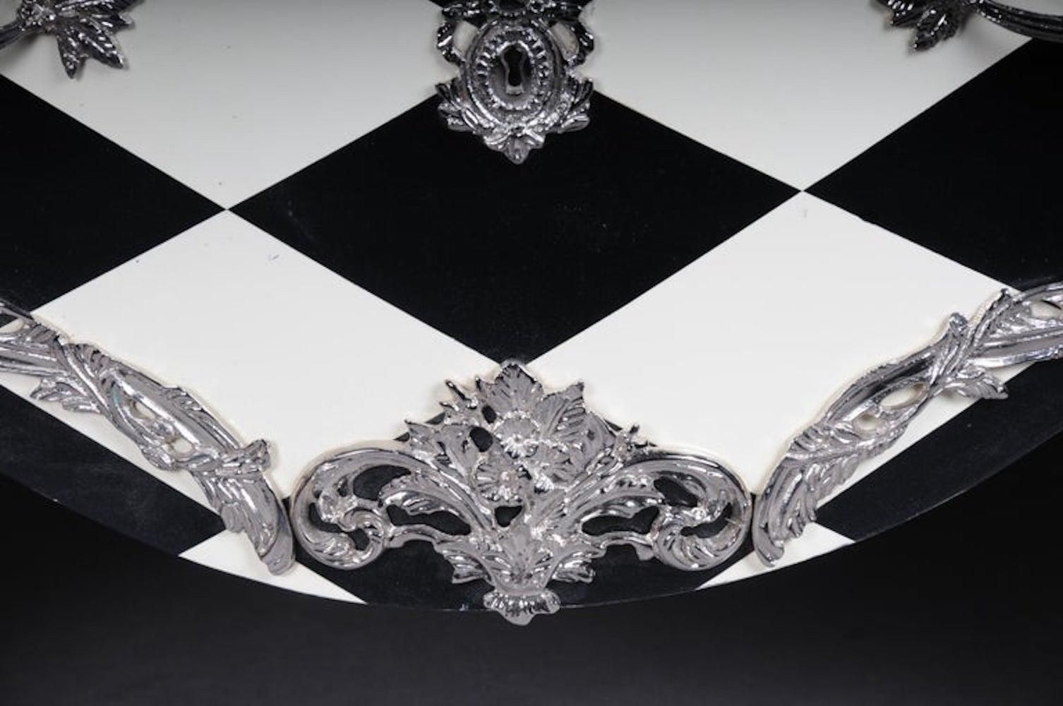 Designer Commode In Louis XV, Chessboard Pattern, Black And White photo vinterior