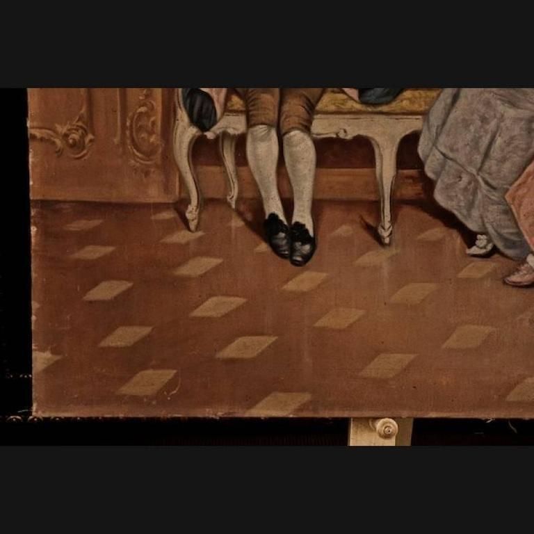 19th Century Rococo Style Painting Oil On Canvas photo Art