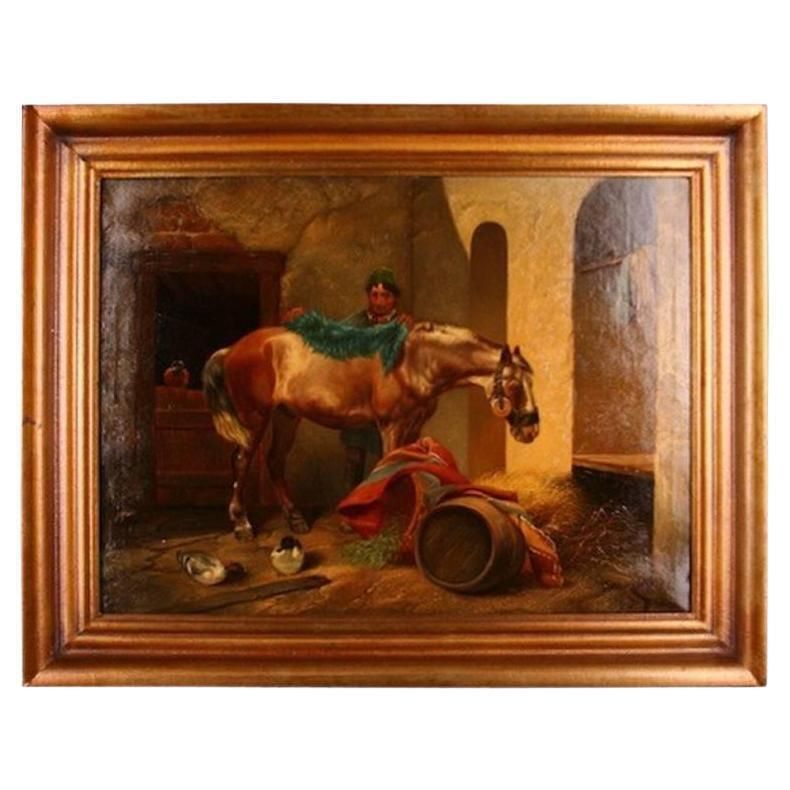 19th Century Historicism Style Oil On Canvas Painting By E. Muellers