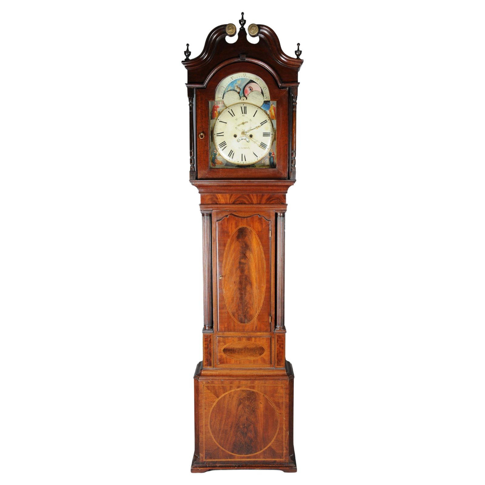Masterful Antique English Grandfather Clock, Mahogany, 18th Century