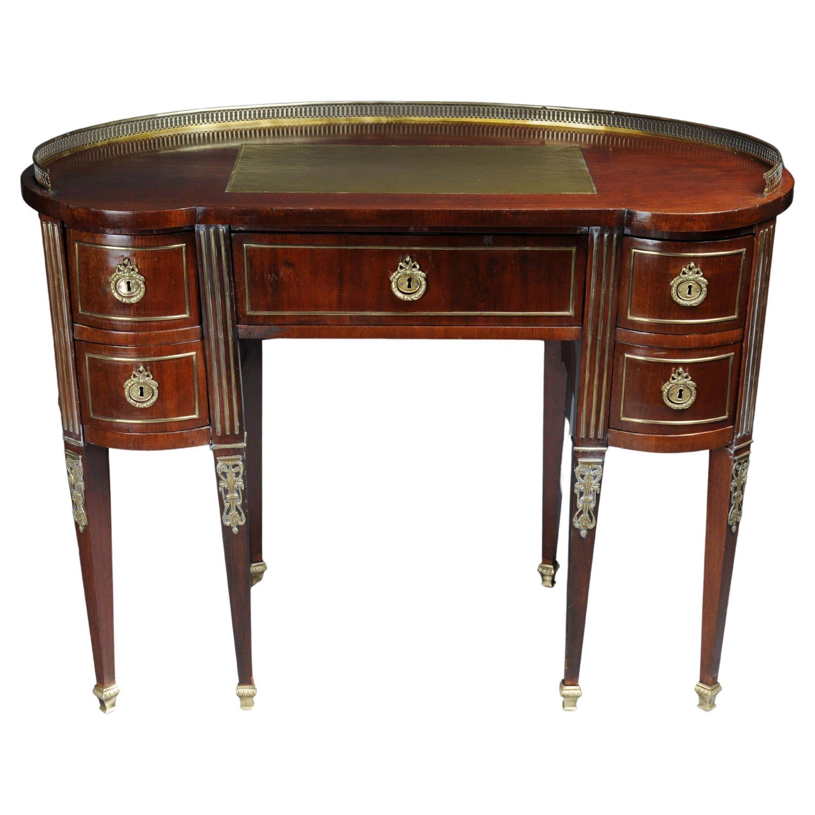 Semi Circular Delicate Antique Mahogany Ladies' Desk Louis XVI, Paris 1880