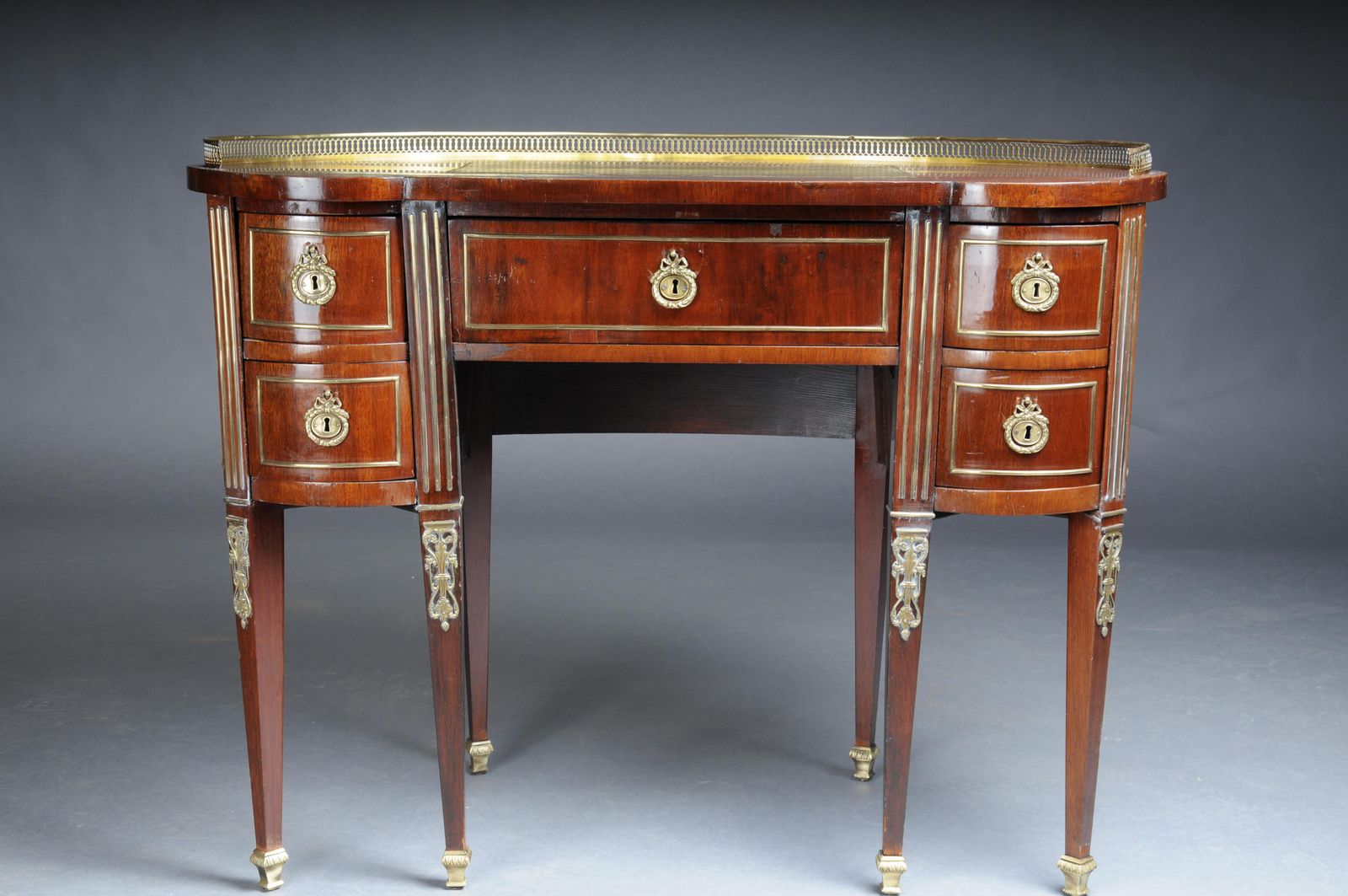 Semi Circular Delicate Antique Mahogany Ladies' Desk Louis XVI, Paris 1880 photo furniture