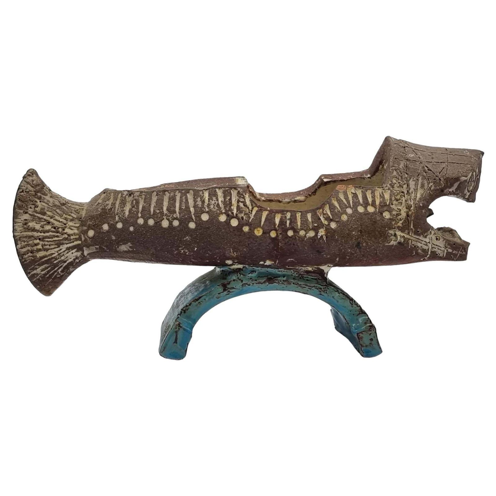 Antique Ceramic Fish Sculpture / Figure Signed Artist Gilbert Portanier France photo furniture
