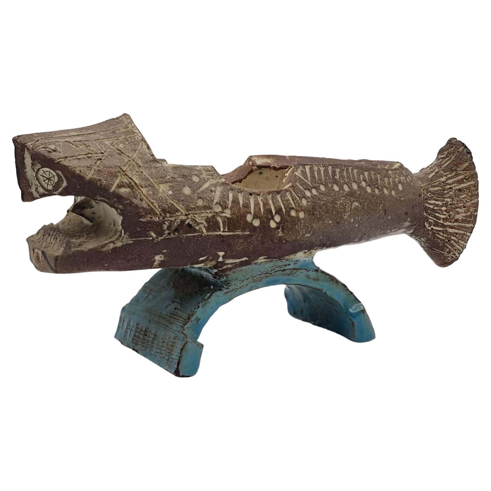 Antique Ceramic Fish Sculpture / Figure Signed Artist Gilbert Portanier France photo Art