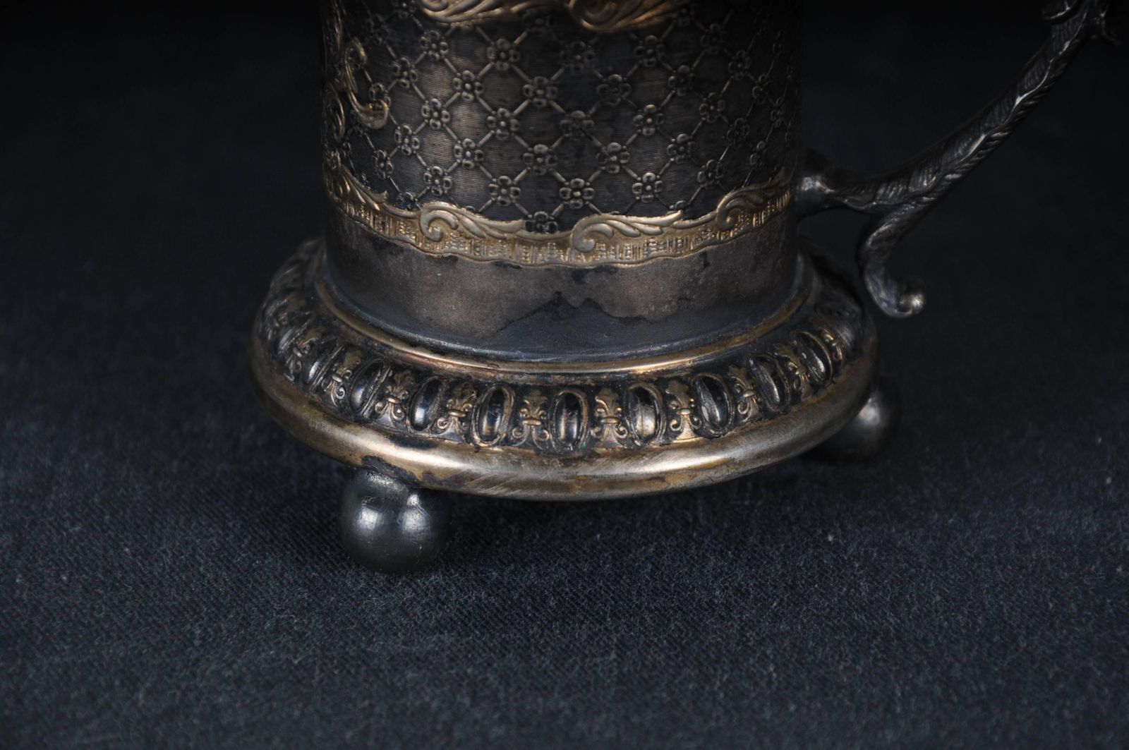 photo furniture Antique Germany Ball Foot Donation Box Silver Plate Gilded, Baroque 18th Century