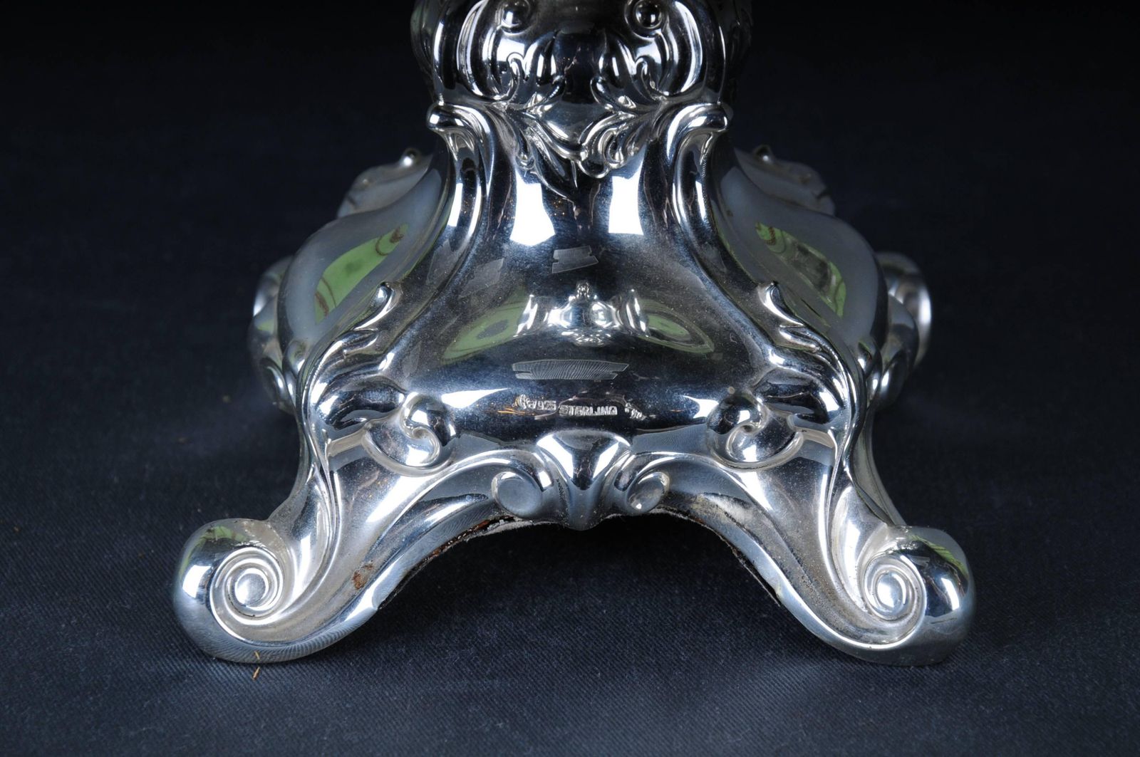 Big Silver Candlestick Baroque 925 Sterling Germany photo vinterior
