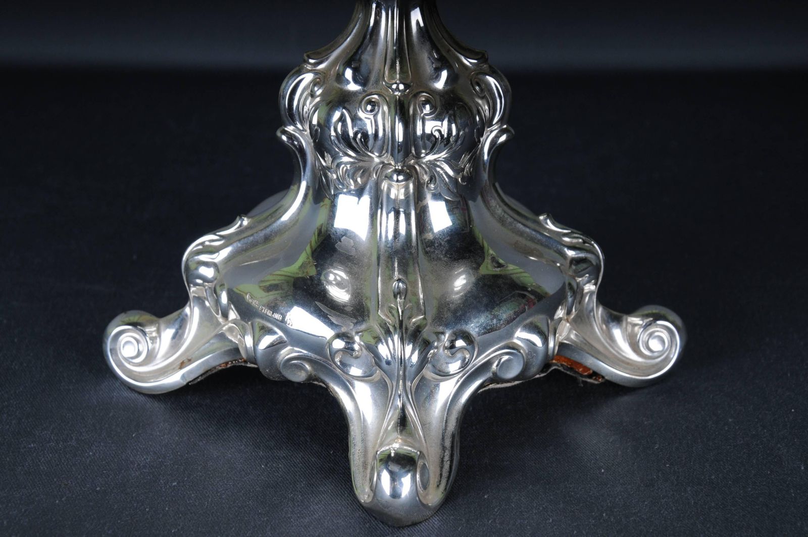Big Silver Candlestick Baroque 925 Sterling Germany photo buy