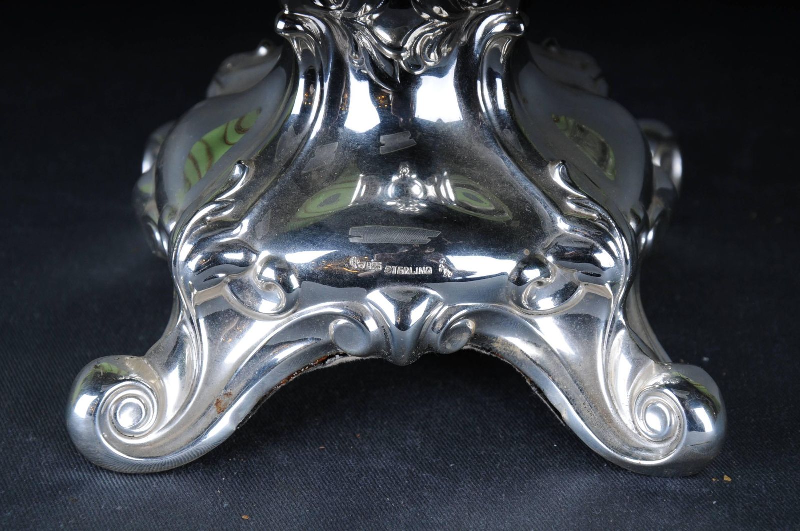 Big Silver Candlestick Baroque 925 Sterling Germany photo vintage