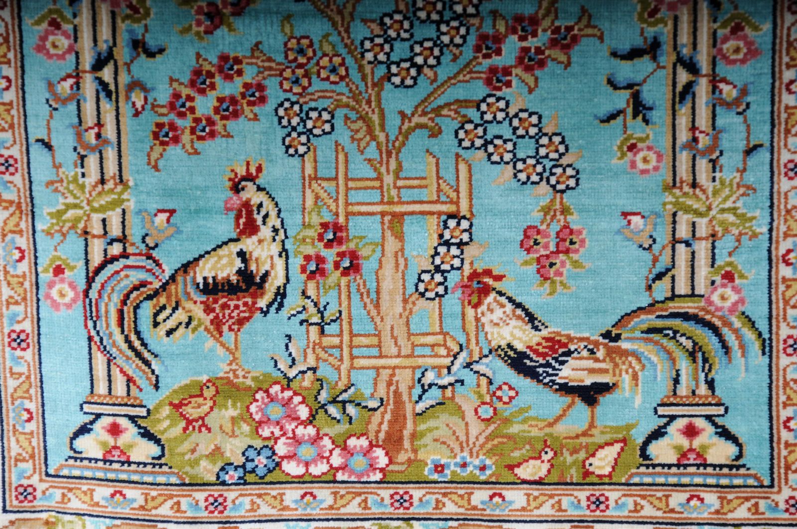 Royal Ozipek Silk Carpet/Tapestry Hereke Signed, 20th Century. Blue photo 955.0