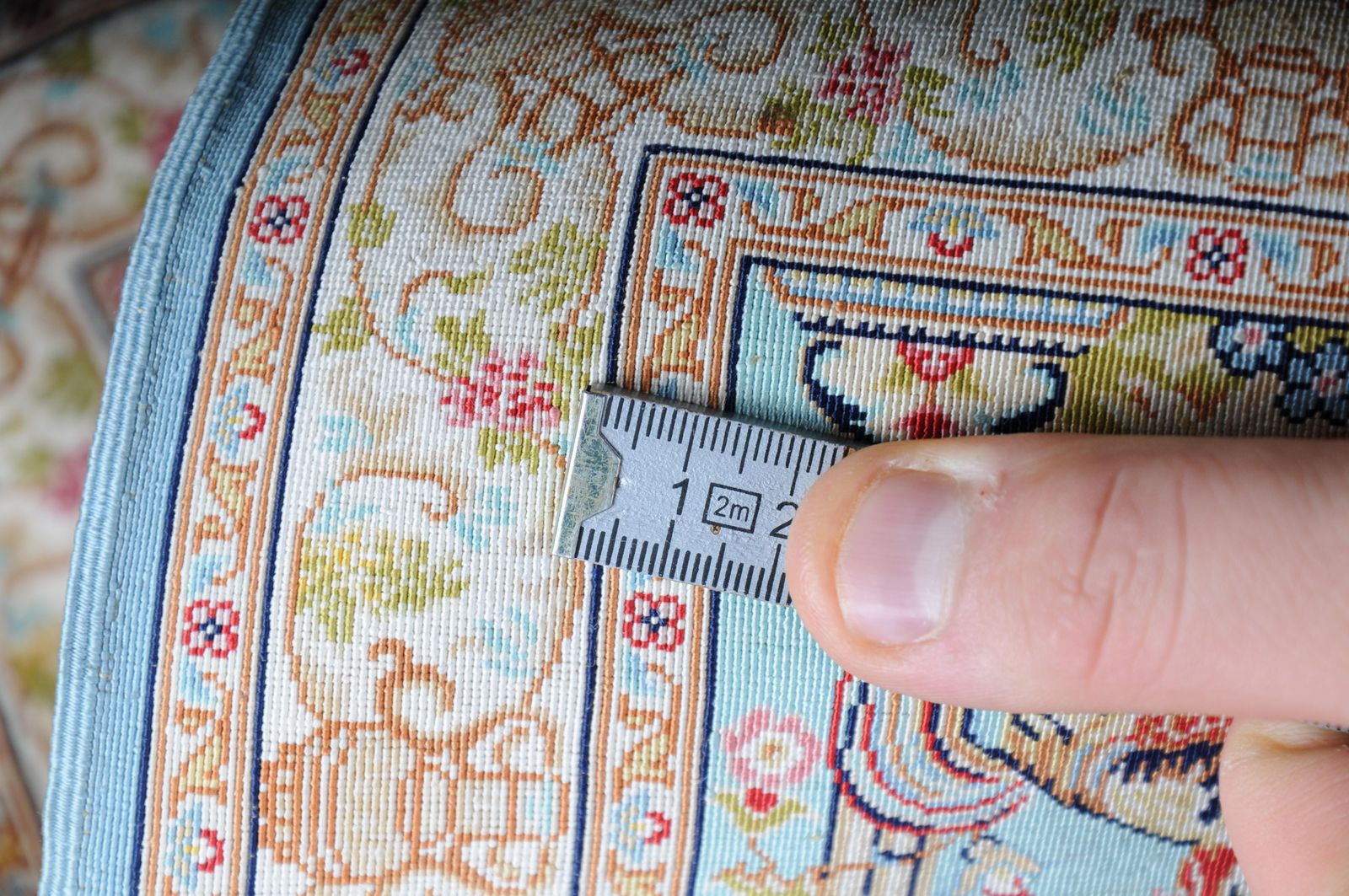 Textiles Royal Ozipek Silk Carpet/Tapestry Hereke Signed, 20th Century. Blue photo