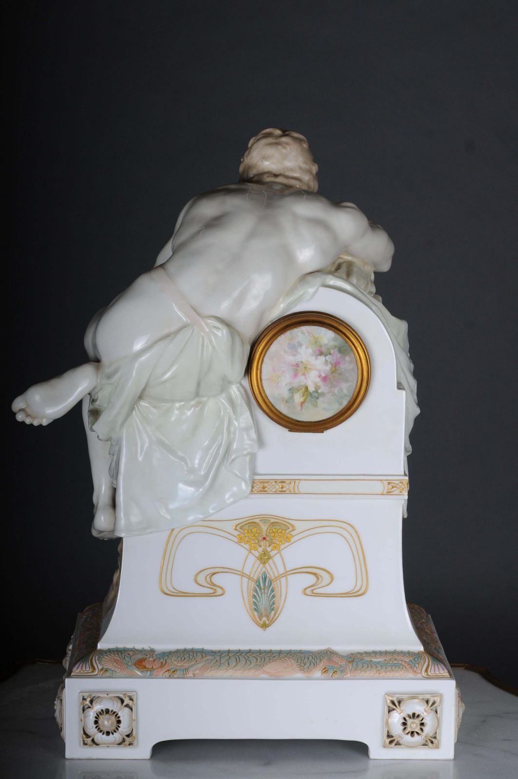 Monumental Art Nouveau Mantel Clock With Enamel And Soft Painting. 62 Cm photo vinterior