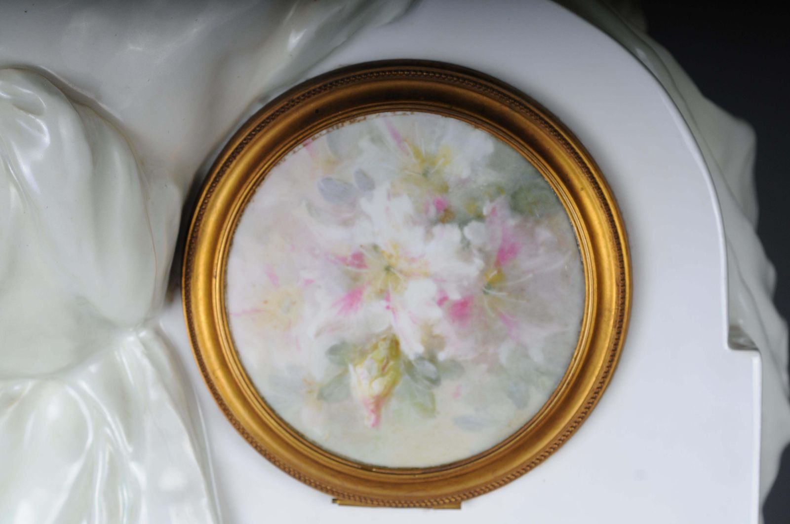 photo buy Monumental Art Nouveau Mantel Clock With Enamel And Soft Painting. 62 Cm